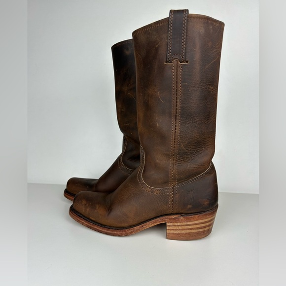 VINTAGE FRYE CAMPUS CALVARY WOMEN BROWN LEATHER 12L WESTERN COWBOY BOOT SIZE 6.5 - Picture 2 of 14